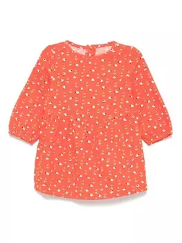 Stella McCartney Kids платье с принтом в виде овец, оранжевый