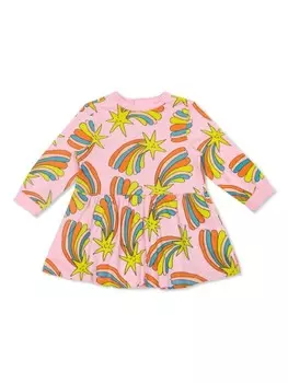 Stella McCartney Kids платье Shooting Stars из органического хлопка, розовый