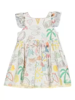 Stella McCartney Kids платье Summer Doodles, белый