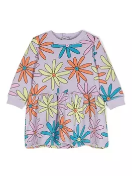 Stella McCartney Kids платье-толстовка с цветочным принтом, фиолетовый