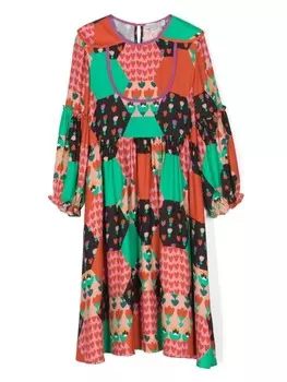Stella McCartney Kids платье в технике пэчворк, оранжевый