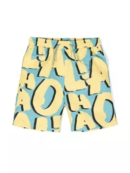 Stella McCartney Kids плавки-шорты с кулиской и графичным принтом, синий