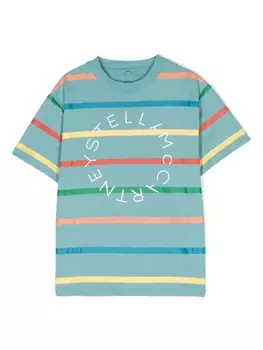 Stella McCartney Kids полосатая футболка с логотипом, синий