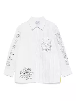 Stella McCartney Kids полосатая рубашка из коллаборации с SpongeBob, синий