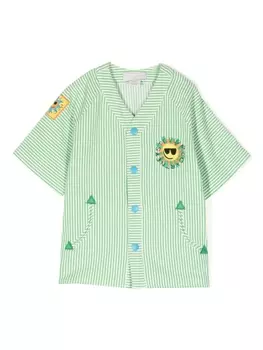 Stella McCartney Kids полосатая рубашка с короткими рукавами, зеленый