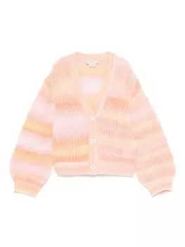 Stella McCartney Kids полосатый кардиган, розовый