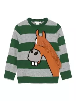 Stella McCartney Kids полосатый свитер, зеленый