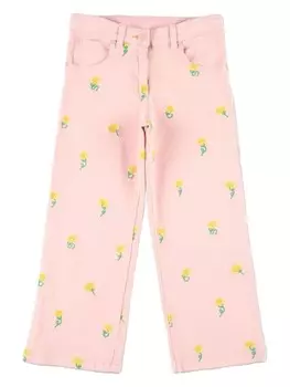 Stella McCartney Kids прямые джинсы с вышивкой, розовый