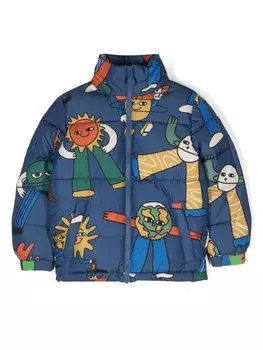 Stella McCartney Kids пуховик с принтом, синий