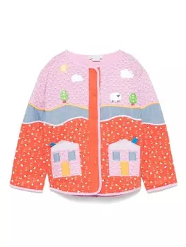 Stella McCartney Kids пуховик в стиле колор-блок, розовый