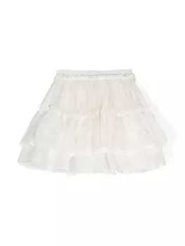 Stella McCartney Kids ярусная юбка в горох, белый