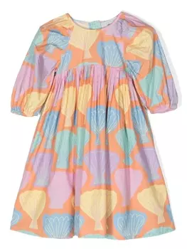 Stella McCartney Kids расклешенное платье с принтом, оранжевый