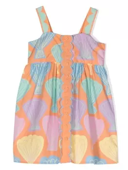 Stella McCartney Kids расклешенное платье с принтом, оранжевый