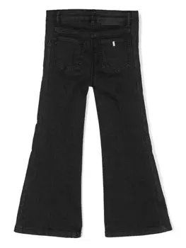 Stella McCartney Kids расклешенные джинсы с тисненым логотипом, черный