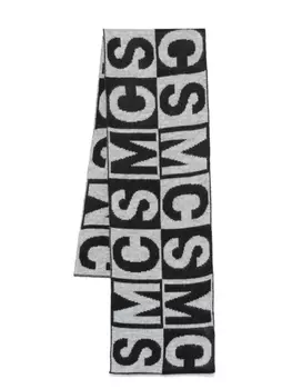 Stella McCartney Kids шарф с логотипом, связанный интарсией, черный