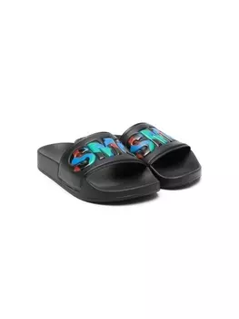 Stella McCartney Kids шлепанцы с логотипом, черный