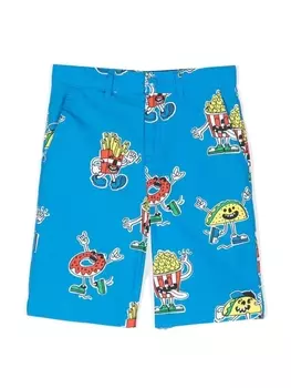 Stella McCartney Kids шорты чинос с графичным принтом, синий