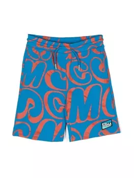 Stella McCartney Kids шорты с нашивкой-логотипом, синий