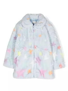 Stella McCartney Kids шуба из овчины с принтом, синий