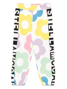 Stella McCartney Kids спортивные брюки с цветочным принтом, белый