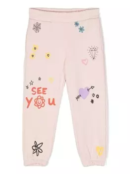 Stella McCartney Kids спортивные брюки с графичным принтом, розовый