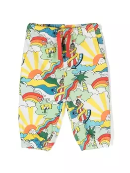 Stella McCartney Kids спортивные брюки с принтом Rollercoaster, белый