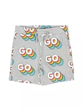 Stella McCartney Kids спортивные шорты с принтом Go, серый