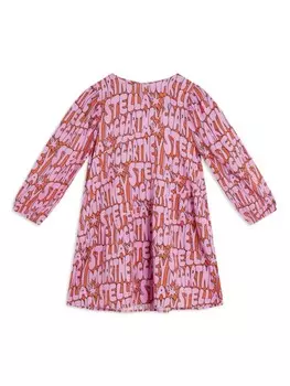 Stella McCartney Kids тканое платье с логотипом, розовый
