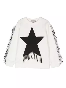 Stella McCartney Kids толстовка Fringed Star, белый