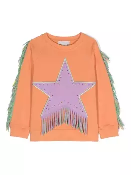 Stella McCartney Kids толстовка из органического хлопка с бахромой, оранжевый