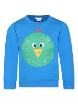 Stella McCartney Kids толстовка из органического хлопка с принтом в виде курицы и логотипа, синий