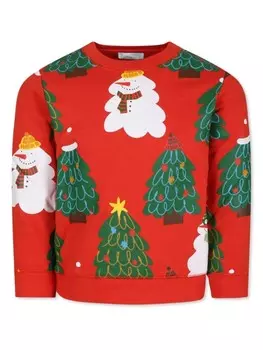 Stella McCartney Kids толстовка из органического хлопка с рождественским принтом, красный