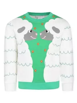 Stella McCartney Kids толстовка из органического хлопка с графическим принтом, зеленый