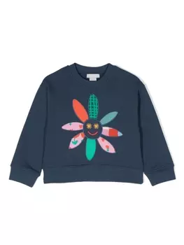 Stella McCartney Kids толстовка с цветочной вышивкой, синий