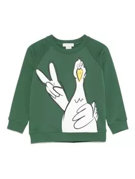 Stella McCartney Kids толстовка с иллюстрированным принтом, зеленый