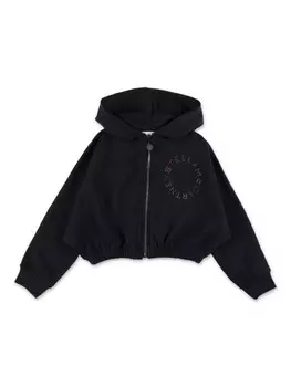 Stella McCartney Kids толстовка с капюшоном и кристаллическим логотипом, черный