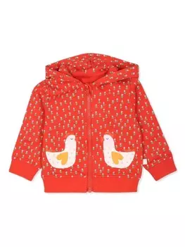 Stella McCartney Kids толстовка с капюшоном из хлопка с принтом «цыпленок-цветок», красный