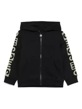 Stella McCartney Kids толстовка с капюшоном на молнии с логотипом и жаккардовым узором, черный