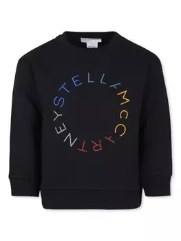 Stella McCartney Kids толстовка с круглым вырезом и логотипом, черный