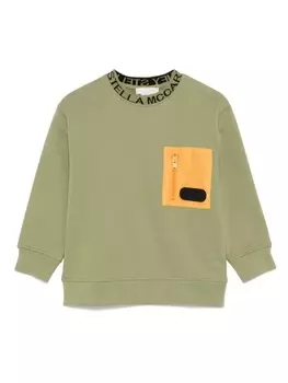 Stella McCartney Kids толстовка с логотипом и жаккардовым узором, зеленый