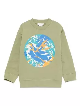 Stella McCartney Kids толстовка с логотипом, зеленый