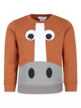 Stella McCartney Kids толстовка с принтом лошади, коричневый