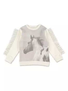 Stella McCartney Kids толстовка с принтом лошади, нейтральный цвет