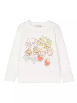 Stella McCartney Kids толстовка с принтом Sunglasses, белый