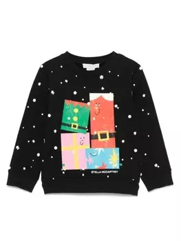 Stella McCartney Kids толстовка с рождественским мотивом, черный