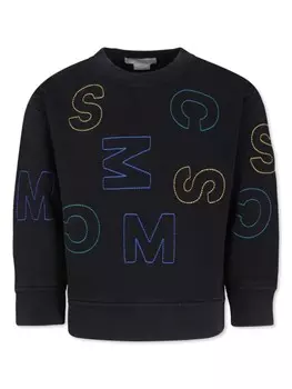 Stella McCartney Kids толстовка с вышитым логотипом, черный