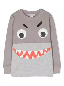 Stella McCartney Kids толстовка Shark Face в стиле колор-блок, серый
