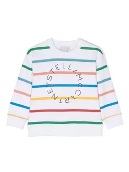Stella McCartney Kids толстовка в полоску с логотипом, белый