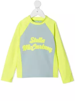 Stella McCartney Kids топ с длинными рукавами и логотипом, синий