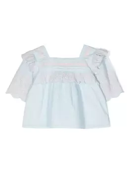 Stella McCartney Kids топ с вышивкой, синий